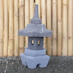Japanese style Garden Lantern, made from Andesit Stone. Multipart. 50 cm Height, Roof is 30 cm width. 